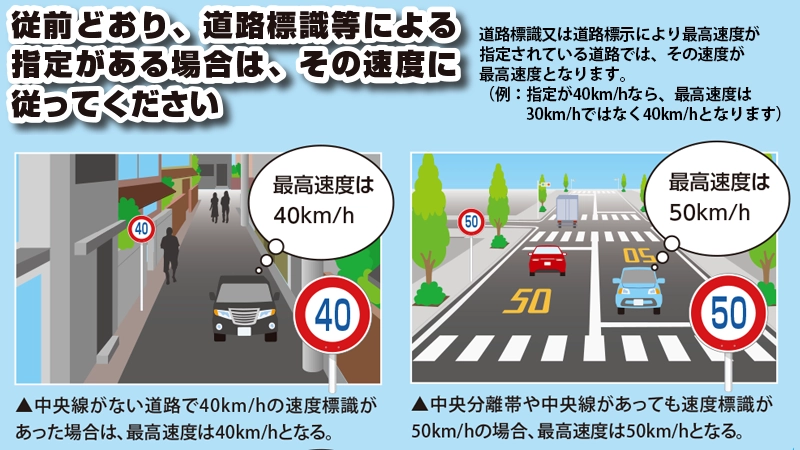 従前どおり道路標識等による指定がある場合